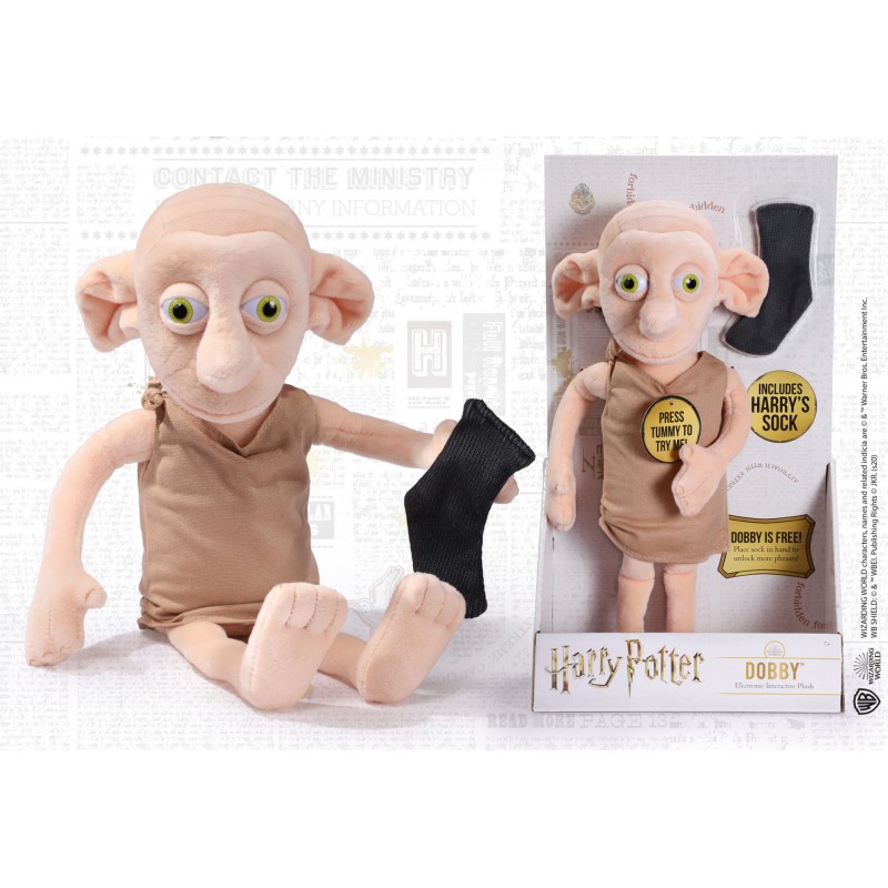 HARRY POTTER DOBBY L'ELFO DOMESTICO PELUCHE CON SUONI NUOVO ORIGINALE NOBLE